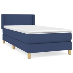 Vidaxl Box spring postelja z vzmetnico modra 90x190 cm blago