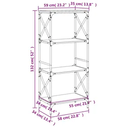 Regal za knjige s 4 razine boja hrasta 59 x 35 x 132 cm drveni