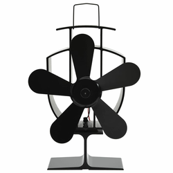 Ventilator za peć na toplinski pogon s 5 lopatica crni