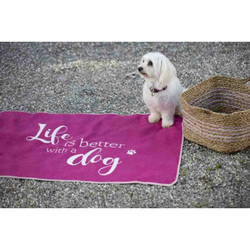 Odeja Pet 70 x 90 cm, Life is better with a dog - vijolična