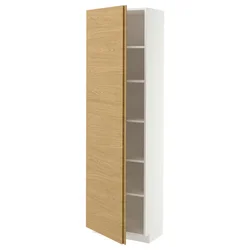 METOD Visoki element s policama, bela/VOXTORP imitacija hrastovine vertikalna ručka, 60x37x200 cm