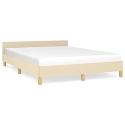 Vidaxl Posteljni okvir brez vzmetnice krem 140x190 cm blago