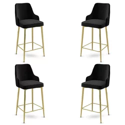 HANAH HOME Set 4 barske stolice Enox Black Gold