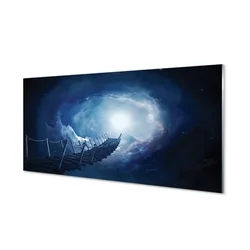 tulup.si Steklena slika Sky oblaki most 120x60 cm 2 obešalnika