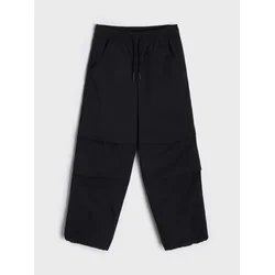 Sinsay - Postavljene oversize parachute pantalone sa flis postavom - crno