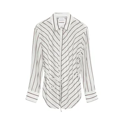 COMMA Bluza temno rjava/bela