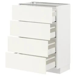 METOD / MAXIMERA Podni element 4 fronta/4 fioke, bela/Vallstena bela, 60x37 cm