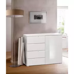 KOMODA 100/80/40 cm bela, bela visoki sjaj