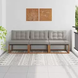 3 Komad Srednja sofa za van Čvrsto drvo akacije i Textilene