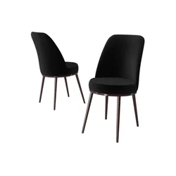 Hanah Home set trpezarijskih stolica Jaxe 2 kom, crna tkanina Babyface, braon metalne noge