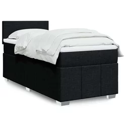 vidaXL Box spring postelja z vzmetnico črna 90x200 cm blago