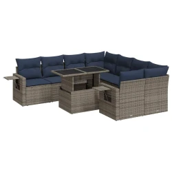 9-dijelni set vrtnih sofa s jastucima sivi od poliratana bagrem