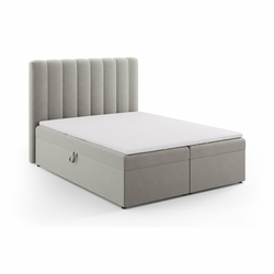 Siva boxspring postelja s prostorom za shranjevanje 160x200 cm Gina – Milo Casa