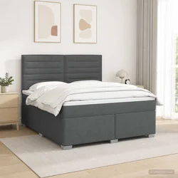 Boxspring krevet s madracem Tamnosiva 140 x 190 cm Tkanina 144 x 190 x 140.5 cm