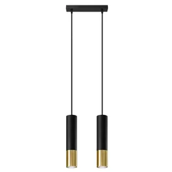 Sollux SL.0953 - Luster na sajli LOOPEZ 2xGU10/10W/230V crna/zlatna