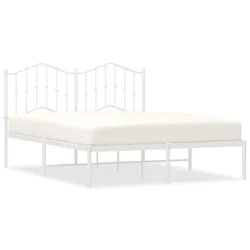 Vidaxl Kovinski posteljni okvir z vzglavjem bel 150x200 cm