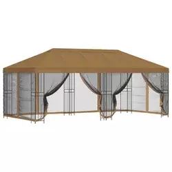 Paviljon s bočnim stranama 6 x 3 m Bež Poliester i čelik 190