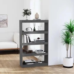 Den Knjižna omara/pregrada siva 80x30x135,5 cm trdna borovin