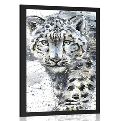 Plakat narisani leopard - 20x30 silver