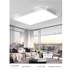 Huipujinggong Plafonska lampa LED, 110×70 cm, 120 W, Trobojna, Bela