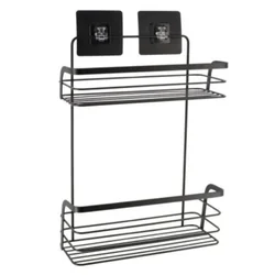 Polica zidna žičana dvostruka samolepljiva 3m 26,4 x 11 x 39,5 metal crna tendance