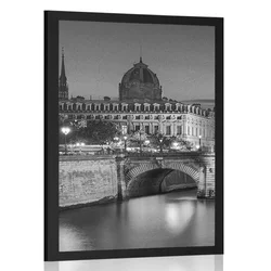 Plakat osupljiva panorama Pariza v črnobeli varianti - 30x45 silver