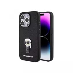 Karl Lagerfeld Ikonik Fixed Glitter Logo Maska za telefon za iPhone 15 Pro, Crna