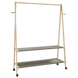 Stalak za odjeću s policama i kotačima 132x45,5x155,5cm bambusa