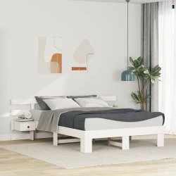vidaXL Konstrukcija postelje s predalom Bela 160 x 200 cm