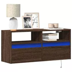 Zidni TV ormarić s LED svjetlima smeđa boja hrasta 100x31x45 cm