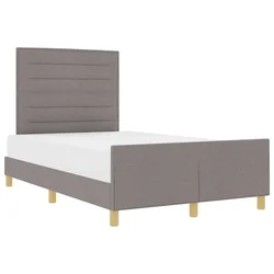Vidaxl Konstrukcija postelje z vzglavjem Taupe 140 x 200 cm blago