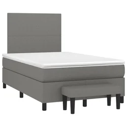 Vidaxl Box spring postelja z vzmetnico temno siva 120x190 cm blago