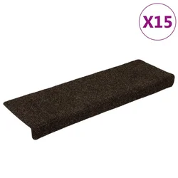 Vidaxl Preproge za stopnice samolepilne 15 kosov 65x21x4 cm temno rjave pravokotne robove
