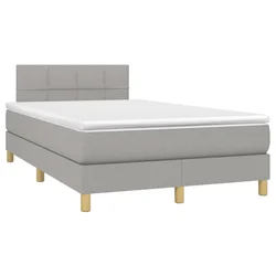 Vidaxl Boxspring postelja z vzmetnico svetlo siva 120x190 cm blago