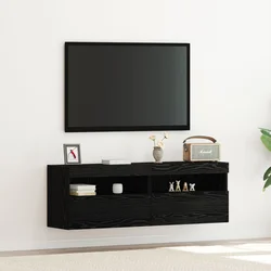 TV zidni ormar s LED svjetlima 2 pcs Crni hrast 60 x 30 x 40 cm