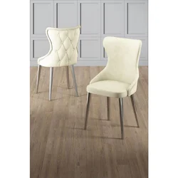 Hanah Home set trpezarijskih stolica Alpa 8 kom, krem tkanina Babyface, hromirane metalne noge