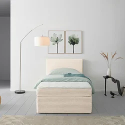 P & B POSTELJA Z VZMETNICO 100 cm  x 200 cm , les, tekstil bež
