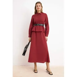 Trendyol Modest Ženska haljina Tctss26Eb00068, Bordo