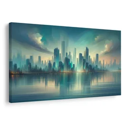 Slika silhueta nebotičnikov ob mraku - 40x30