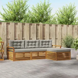 Set vanjskih sofa Prirodna i svijetlo siva 254 x 162,5 x 73 cm