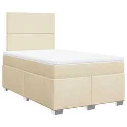 Vidaxl Box spring postelja z vzmetnico krem 120x190 cm blago