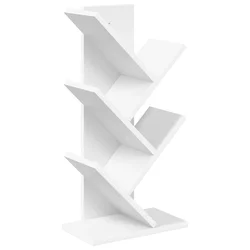 Drvena polica za knjige 4 etaže 30 x 18 x 60 cm Bijela