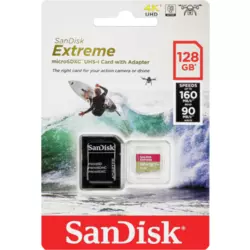 SANDISK spominska kartica Extreme Micro SDXC 128GB A2 C10 V30 UHS-I U3 + adapter (SDSQXA1-128G-GN6AA)