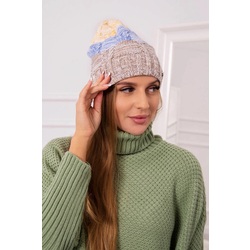 Kesi Cap with fleece Dolores K303 dark beige+blue+yellow
