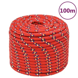 Vidaxl vidaXL Jadralna vrv, rdeča, 14 mm, 100 m, polipropilen