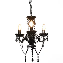 Luster s perlama crni okrugli 3 x E14