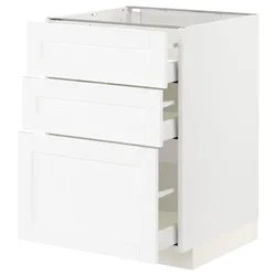 METOD / MAXIMERA Podni element s 3 fioke, bela Enköping/bela im. drveta, 60x60 cm