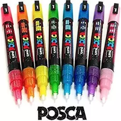 Marker permanentni Uni Posca PC-3ML 0,9-1,3mm glitter zeleni