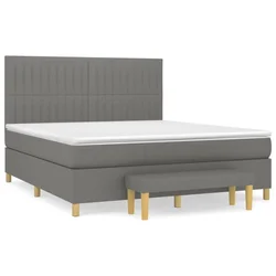 Vidaxl Box spring postelja z vzmetnico temno siva 160x200 cm blago