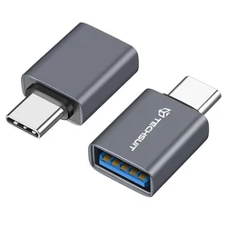 OTG adapter Techsuit SlateVolt A8 USB-A v USB-C 5Gbps, 3A, aluminij - siv